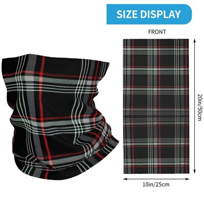 Recaros Tartan negru Scotch Bandana în carouri irlandeză Husă pentru gât Balaclava imprimată Esarfă învelită Crăciun pentru cap pentru bărbați, femei, adulți, rezistent la vânt