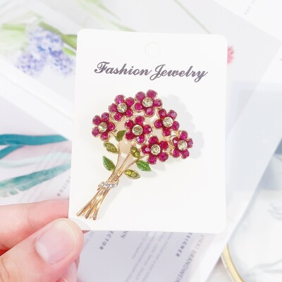 Cele mai noi broșe creative coreene de flori de cristal de culoare trandafir, broșă de lux de designer 3D, bijuterii pentru femei, decorare pentru îmbrăcăminte