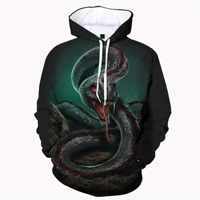 Πολύχρωμο 3d print Animal Snake Hoodie για άνδρες Γυναικεία Προσωπικότητα Μόδα Street Hoodies Μακρυμάνικο πουλόβερ Φούτερ μεγάλου μεγέθους