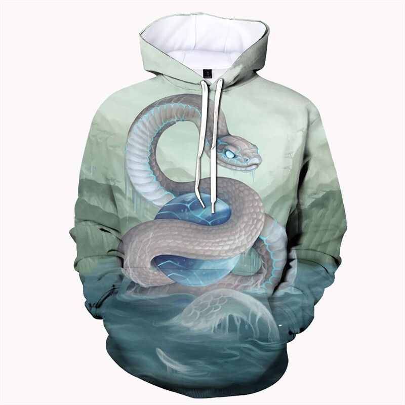 Πολύχρωμο 3d print Animal Snake Hoodie για άνδρες Γυναικεία Προσωπικότητα Μόδα Street Hoodies Μακρυμάνικο πουλόβερ Φούτερ μεγάλου μεγέθους