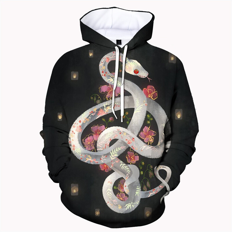 Πολύχρωμο 3d print Animal Snake Hoodie για άνδρες Γυναικεία Προσωπικότητα Μόδα Street Hoodies Μακρυμάνικο πουλόβερ Φούτερ μεγάλου μεγέθους