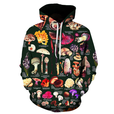 Farebné mikiny s kapucňou, hubami a rastlinami, 3D potlač, pánske a dámske nadrozmerné streetwear mikiny s kapucňou Y2k, detské oblečenie