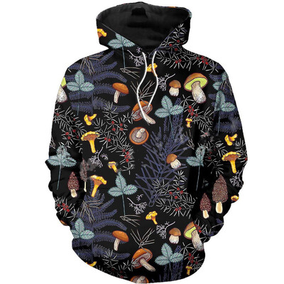 Farebné mikiny s kapucňou, hubami a rastlinami, 3D potlač, pánske a dámske nadrozmerné streetwear mikiny s kapucňou Y2k, detské oblečenie