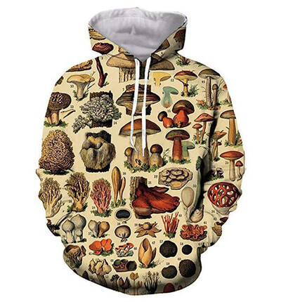 Farebné mikiny s kapucňou, hubami a rastlinami, 3D potlač, pánske a dámske nadrozmerné streetwear mikiny s kapucňou Y2k, detské oblečenie