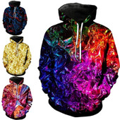 Új férfi 3D nyomtatott kapucnis pulóver divat hosszú ujjú, húzózsinóros pulóver Esztétikus egyéniség kapucnis pulóver, férfi felsők