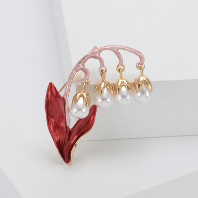 Broșe Email Orhidee Clopot pentru Femei Ace flori de perla Birou Petrecere Prieten Cadouri Accesorii