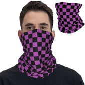 Kockás lila és fekete bandana nyakhuzat nyomtatott balaklava maszk sál meleg fejfedő túrázás uniszex felnőtteknek mosható