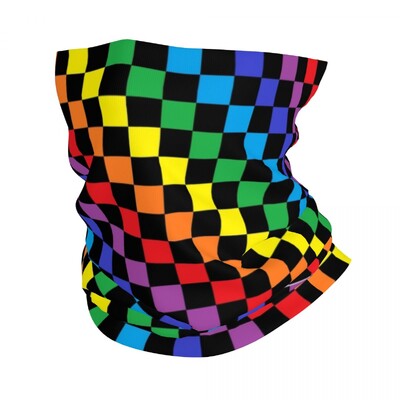 Kockás lila és fekete bandana nyakhuzat nyomtatott balaklava maszk sál meleg fejfedő túrázás uniszex felnőtteknek mosható