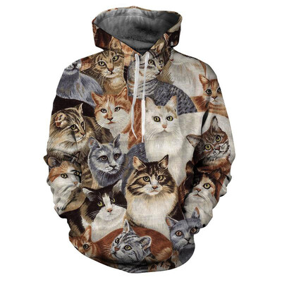 Νέα διασκεδαστική κουκούλα Cat Lightning 3D τυπωμένη κουκούλα για άντρες casual χαριτωμένα ζωικά print hoodie street trend ρούχα με μακριά μανίκια φούτερ