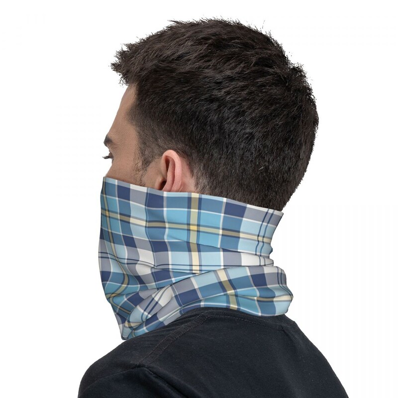 Tartan Plaid Blue Stripes Check Bandana Funny Riteņbraukšanas Maska Skriešanas Ceļojuma UV Aizsardzība Balaclava Bezšuvju Mīksta Taktiskā Maska