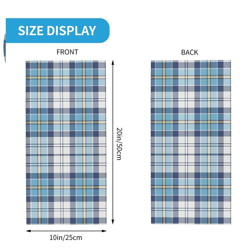Tartan Plaid Blue Stripes Check Bandana Funny Riteņbraukšanas Maska Skriešanas Ceļojuma UV Aizsardzība Balaclava Bezšuvju Mīksta Taktiskā Maska