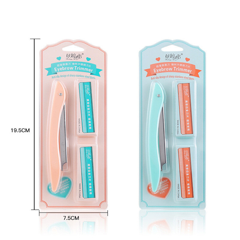 Trimmer portabil fierbinte pentru sprâncene cu 10 aparate de ras Dispozitiv pentru modelarea sprâncenelor Aparat de ras pentru față Lamă de ras pentru îndepărtarea părului facial Instrumente de machiaj pentru femei