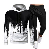 Set de pulover cu glugă pentru bărbați, toamnă iarnă, 2 piese, fleece, caldă, cu glugă, pantaloni, pulover, îmbrăcăminte sport, haine pentru bărbați