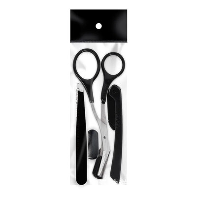 Kit de tuns sprâncene pliabil din oțel inoxidabil de 3 buc Foarfece pentru sprâncene Pieptene pentru modelarea sprâncenelor pentru față Dispozitiv de îndepărtare a părului Instrumente de machiaj