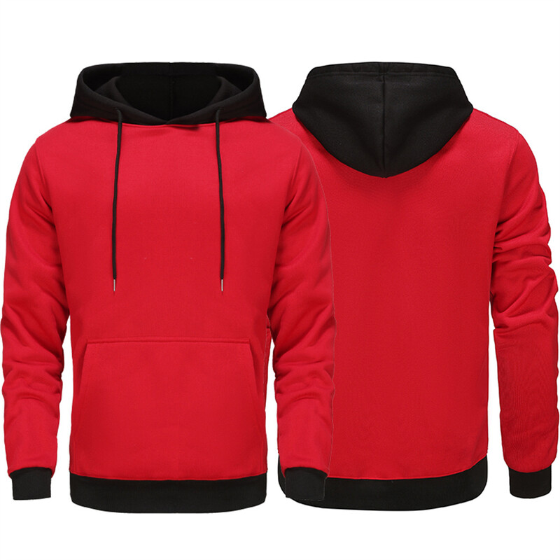 Φούτερ με φούτερ με κουκούλα φθινοπώρου 2024 Ανδρικό ζεστό φούτερ με κουκούλα Μονόχρωμο κλασικό παλτό ανδρικά ρούχα αμερικανικού μεγέθους