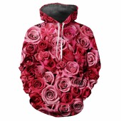 Jauns Flower Fun 3D Harajuku Printing Street Fashion avangarda vīriešu un sieviešu mīksts, ērts, moderns rožu ballīšu kapuces tops