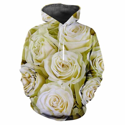 Jauns Flower Fun 3D Harajuku Printing Street Fashion avangarda vīriešu un sieviešu mīksts, ērts, moderns rožu ballīšu kapuces tops