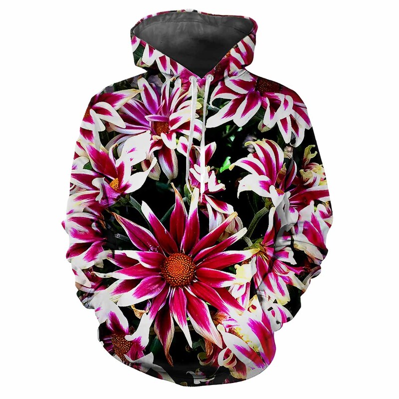 Jauns Flower Fun 3D Harajuku Printing Street Fashion avangarda vīriešu un sieviešu mīksts, ērts, moderns rožu ballīšu kapuces tops