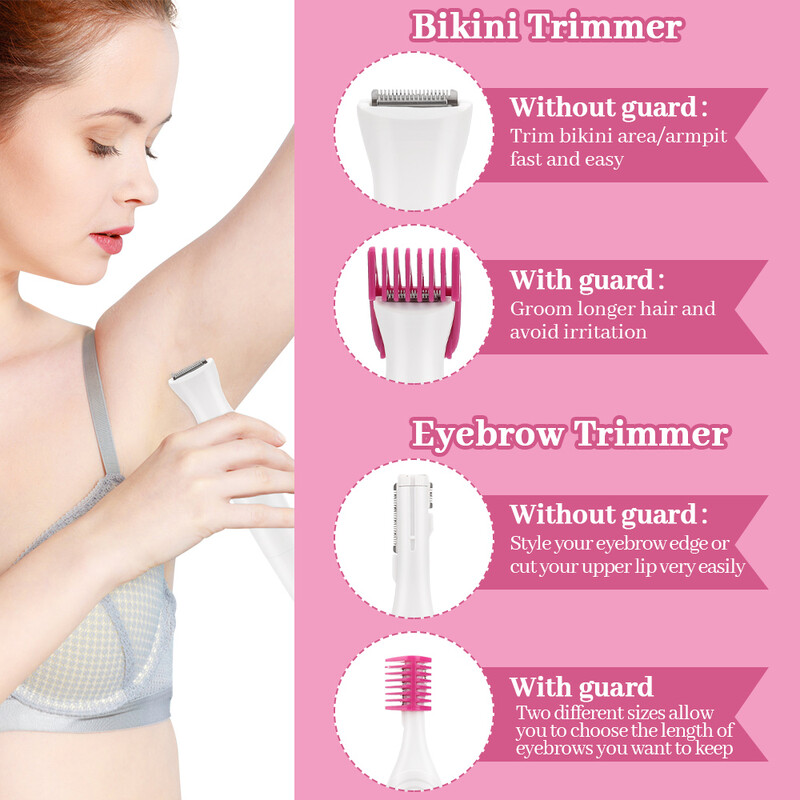 5 viename moterų plaukų šalinimo skustuvas Moteriškas elektrinis skutimosi mašina Mini Trimmer skustuvo bikini antakių pažastų kirpimo aparatui