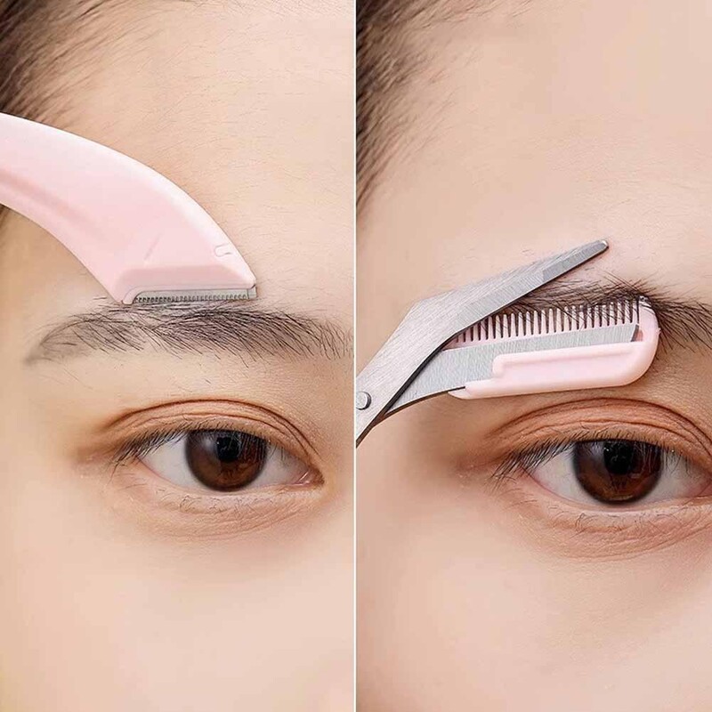 Ψαλίδι φρυδιών χτένα κοπής και εργαλείο ξυρίσματος φρυδιών Crescent O9J0