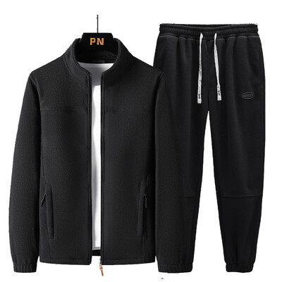 Rudens Ziemas Vīriešu Flīsa Ikdienas sporta Treniņtērpi Vīriešu Biezi Skrējiens 2 Daļu Komplekti Jakas Bikses Vīriešu Taktiskie Virsdrēbes Uzvalki