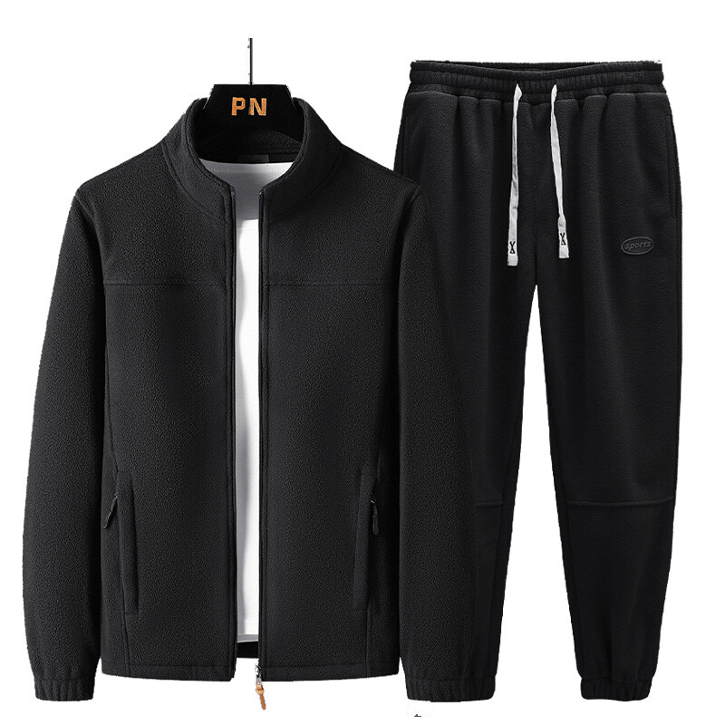 Rudens Ziemas Vīriešu Flīsa Ikdienas sporta Treniņtērpi Vīriešu Biezi Skrējiens 2 Daļu Komplekti Jakas Bikses Vīriešu Taktiskie Virsdrēbes Uzvalki