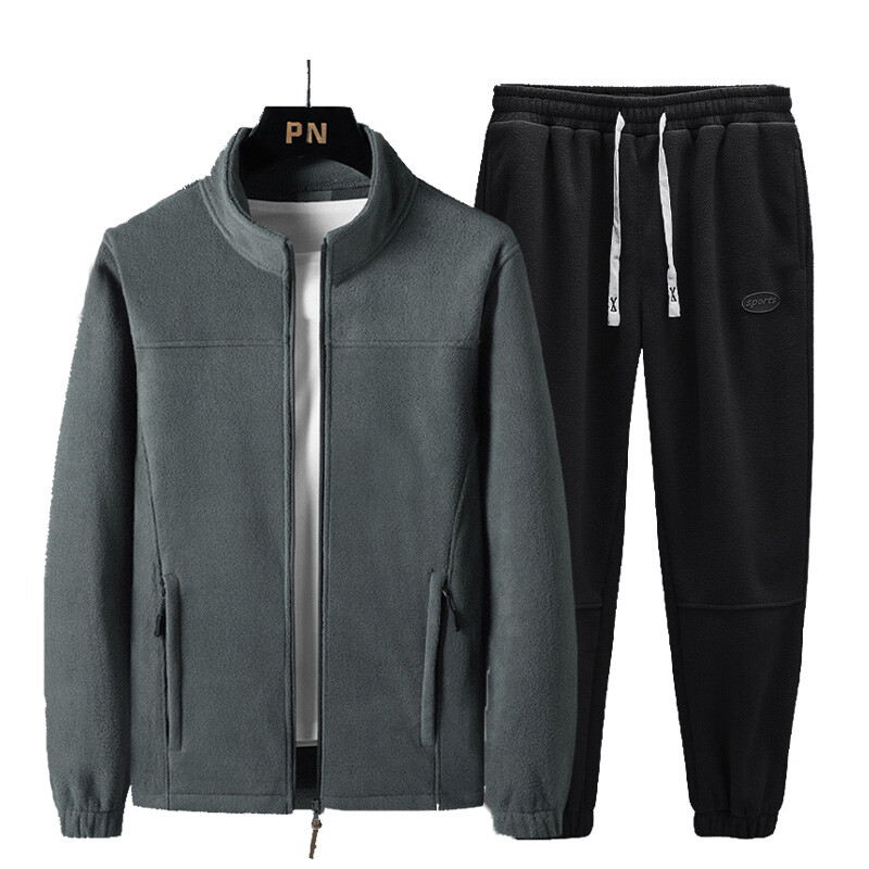 Rudens Ziemas Vīriešu Flīsa Ikdienas sporta Treniņtērpi Vīriešu Biezi Skrējiens 2 Daļu Komplekti Jakas Bikses Vīriešu Taktiskie Virsdrēbes Uzvalki