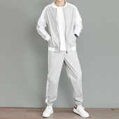 Vīriešu divdaļīgi tērpi, elpojoša ikdienas jaka un ikdienišķs savelkamu sporta bikses komplekts pavasara rudenim, vīriešu apģērbs