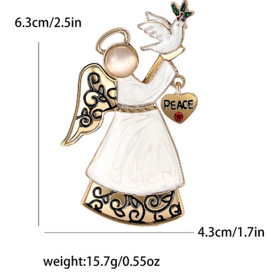 Broșe emailate cu înger porumbel porumbel pentru femei, unisex, ace pentru pace, 2 culori disponibile, accesorii pentru petreceri de birou, cadouri