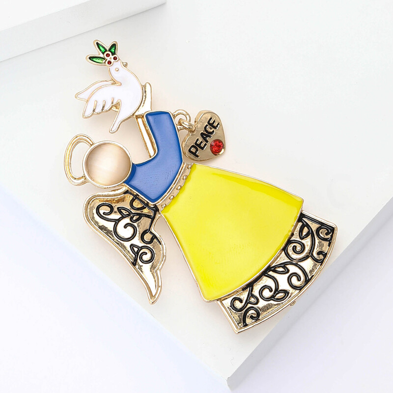Broșe emailate cu înger porumbel porumbel pentru femei, unisex, ace pentru pace, 2 culori disponibile, accesorii pentru petreceri de birou, cadouri