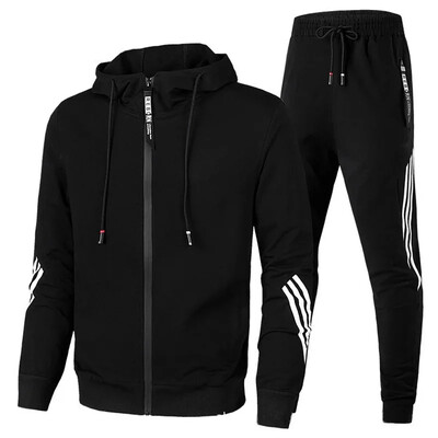 Set 2 piese îmbrăcăminte sport pentru bărbați, jachete bărbați de primăvară și toamnă, jachete casual cu fermoar, îmbrăcăminte sport+pantaloni, îmbrăcăminte sport, îmbrăcăminte sport