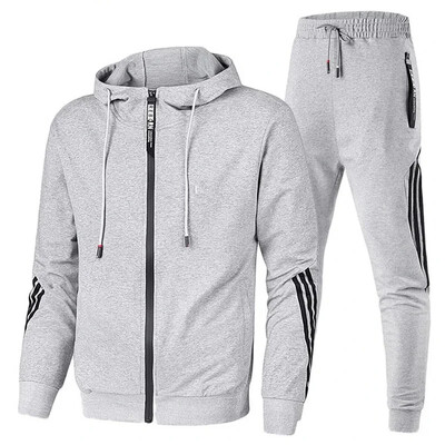 Set 2 piese îmbrăcăminte sport pentru bărbați, jachete bărbați de primăvară și toamnă, jachete casual cu fermoar, îmbrăcăminte sport+pantaloni, îmbrăcăminte sport, îmbrăcăminte sport