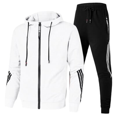 Set 2 piese îmbrăcăminte sport pentru bărbați, jachete bărbați de primăvară și toamnă, jachete casual cu fermoar, îmbrăcăminte sport+pantaloni, îmbrăcăminte sport, îmbrăcăminte sport