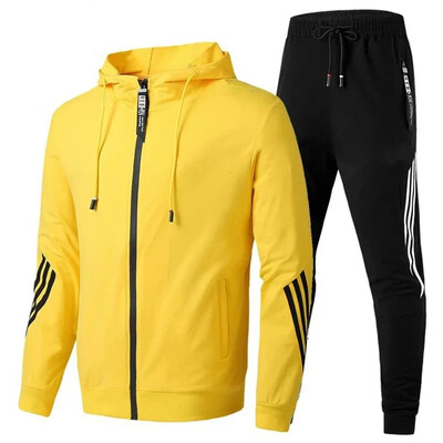 Set 2 piese îmbrăcăminte sport pentru bărbați, jachete bărbați de primăvară și toamnă, jachete casual cu fermoar, îmbrăcăminte sport+pantaloni, îmbrăcăminte sport, îmbrăcăminte sport