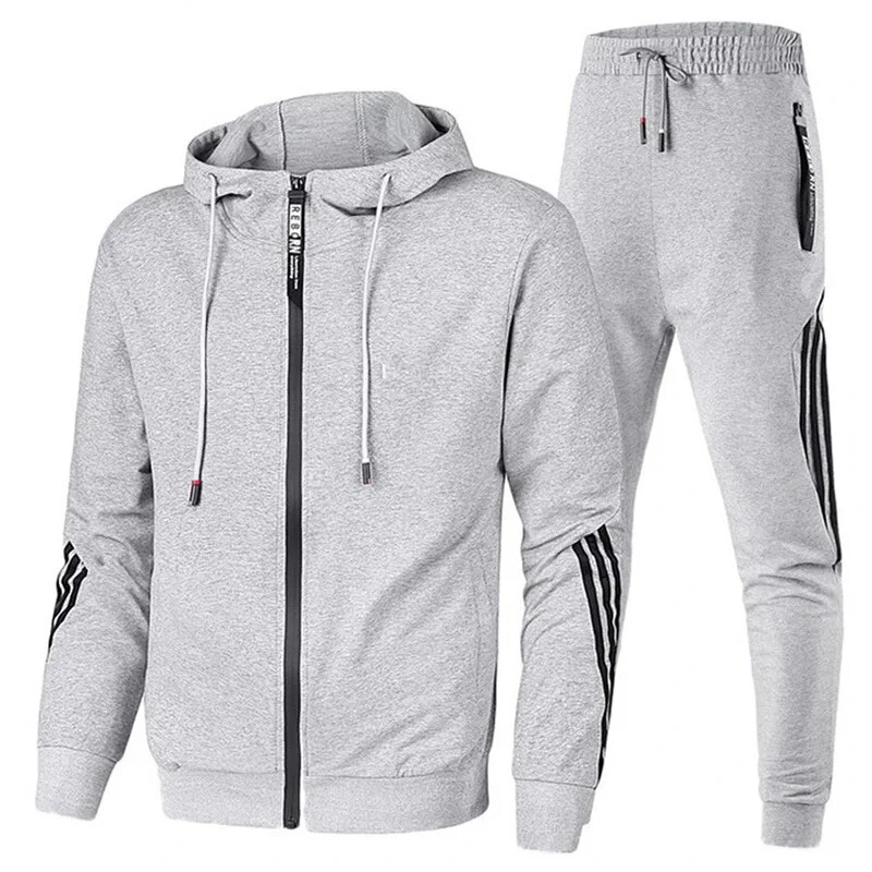 Set 2 piese îmbrăcăminte sport pentru bărbați, jachete bărbați de primăvară și toamnă, jachete casual cu fermoar, îmbrăcăminte sport+pantaloni, îmbrăcăminte sport, îmbrăcăminte sport