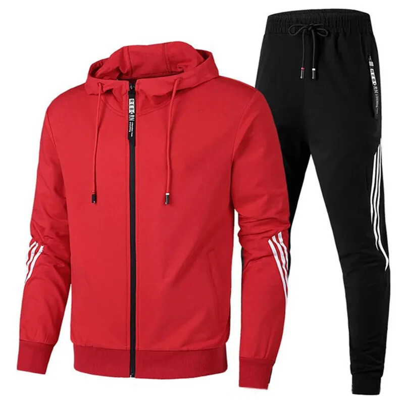 Set 2 piese îmbrăcăminte sport pentru bărbați, jachete bărbați de primăvară și toamnă, jachete casual cu fermoar, îmbrăcăminte sport+pantaloni, îmbrăcăminte sport, îmbrăcăminte sport