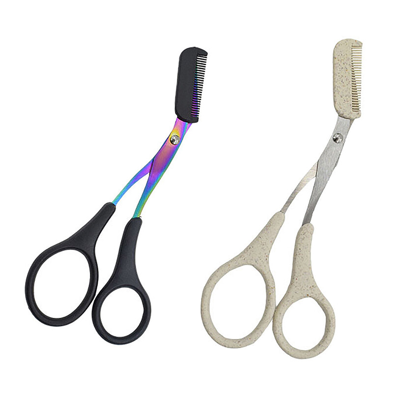 Uzacu trimmeris šķērveida skaistumkopšanas produkti sievietēm uzacu šķēres ar ķemmi nerūsējošā tērauda grims instrumenti skaistumkopšanas šķēres