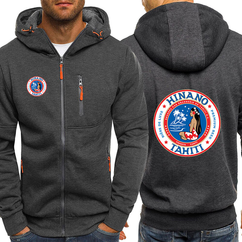 2024. gada pavasara rudens vīriešu Hinano Taiti alus logotipa apdruka Mods vienkrāsains Moderns džemperis ar kapuci jaciņa, ērti kapuci