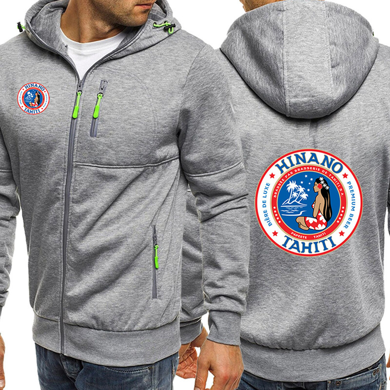2024. gada pavasara rudens vīriešu Hinano Taiti alus logotipa apdruka Mods vienkrāsains Moderns džemperis ar kapuci jaciņa, ērti kapuci