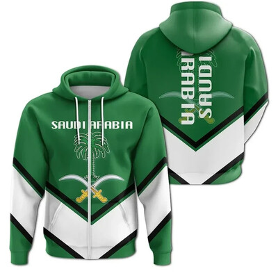 Saudi Araabia lipp Kaart Graafiline kapuutsiga kampsunid SA rahvuslik embleem Lukuga kapuuts Meestele Rõivad Meeste vabaaja spordipullorid