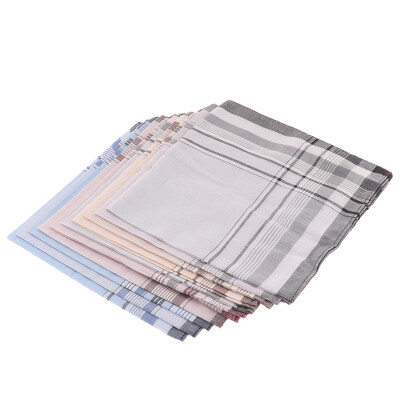 10gab Vīriešu rūtaini kabatlakatiņi Kokvilnas ar strīpām Hankies dāvanu komplekts Sieviešu klasisks kabatlakatiņu kabata Hanky Pocket Squares