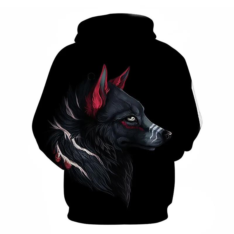 Vilks dzīvnieks 3D drukāts kapuci vīriešu un sieviešu sporta apģērbs Harajuku kapuci ikdienas modes vīriešu apģērbi