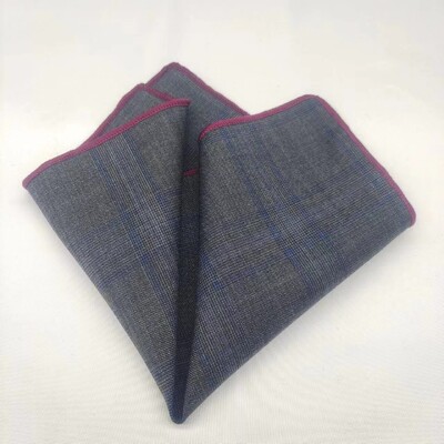 23cm Πολυτελές γκρι μάλλινο τετράγωνο τσέπης για άντρες Vintage καρό ριγέ μαντήλι Μαλακό Skinny Hanky Αξεσουάρ κοστουμιών μπουκέτο Cravat