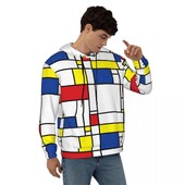 Geometric De Stijl Свободни суичъри с качулка Унисекс Mondrian Минималистична улична мода Суичъри с качулка Зимни модерни графични суичъри с качулка 4XL