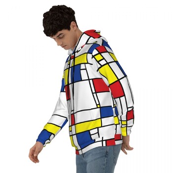 Geometric De Stijl Свободни суичъри с качулка Унисекс Mondrian Минималистична улична мода Суичъри с качулка Зимни модерни графични суичъри с качулка 4XL