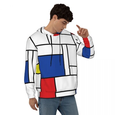 Geometric De Stijl Свободни суичъри с качулка Унисекс Mondrian Минималистична улична мода Суичъри с качулка Зимни модерни графични суичъри с качулка 4XL