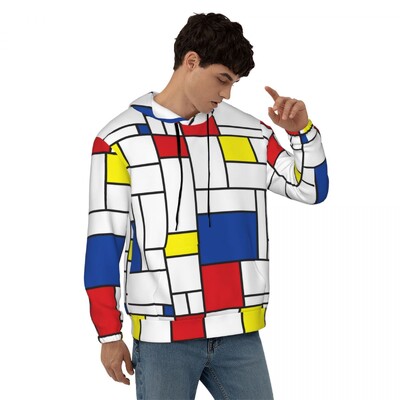 Geometric De Stijl Свободни суичъри с качулка Унисекс Mondrian Минималистична улична мода Суичъри с качулка Зимни модерни графични суичъри с качулка 4XL
