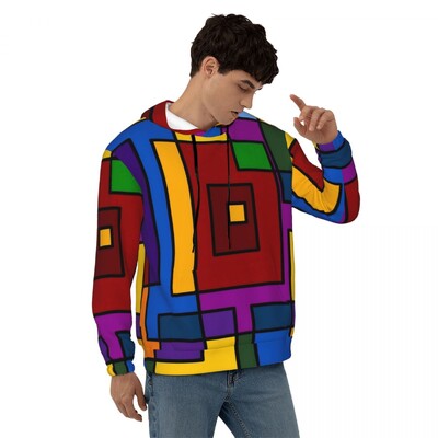 Geometric De Stijl Свободни суичъри с качулка Унисекс Mondrian Минималистична улична мода Суичъри с качулка Зимни модерни графични суичъри с качулка 4XL