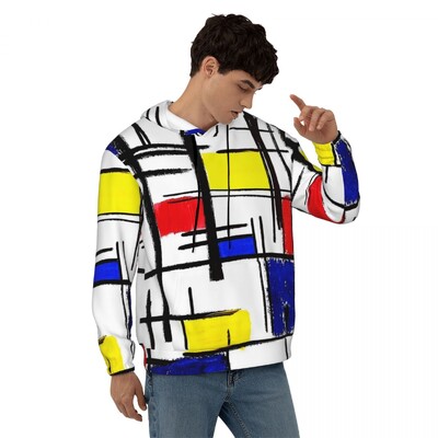 Geometric De Stijl Свободни суичъри с качулка Унисекс Mondrian Минималистична улична мода Суичъри с качулка Зимни модерни графични суичъри с качулка 4XL