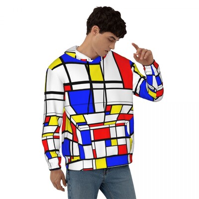Geometric De Stijl Свободни суичъри с качулка Унисекс Mondrian Минималистична улична мода Суичъри с качулка Зимни модерни графични суичъри с качулка 4XL